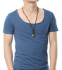 Men Fashion V Neck Cotton T-Shirts Retro Brand