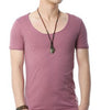 Men Fashion V Neck Cotton T-Shirts Retro Brand