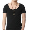 Men Fashion V Neck Cotton T-Shirts Retro Brand